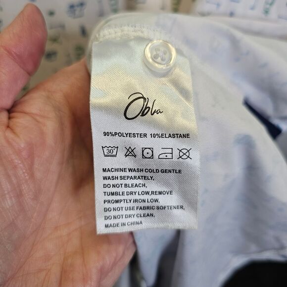 Obla White Golf Performance Polo Shirt Size Large - Picture 7 of 10